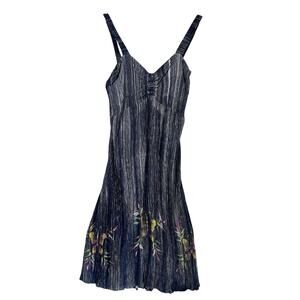 Tropical Batik Black Sleeveless Dress Tropical Beach Sundress Boho Hippie L / XL
